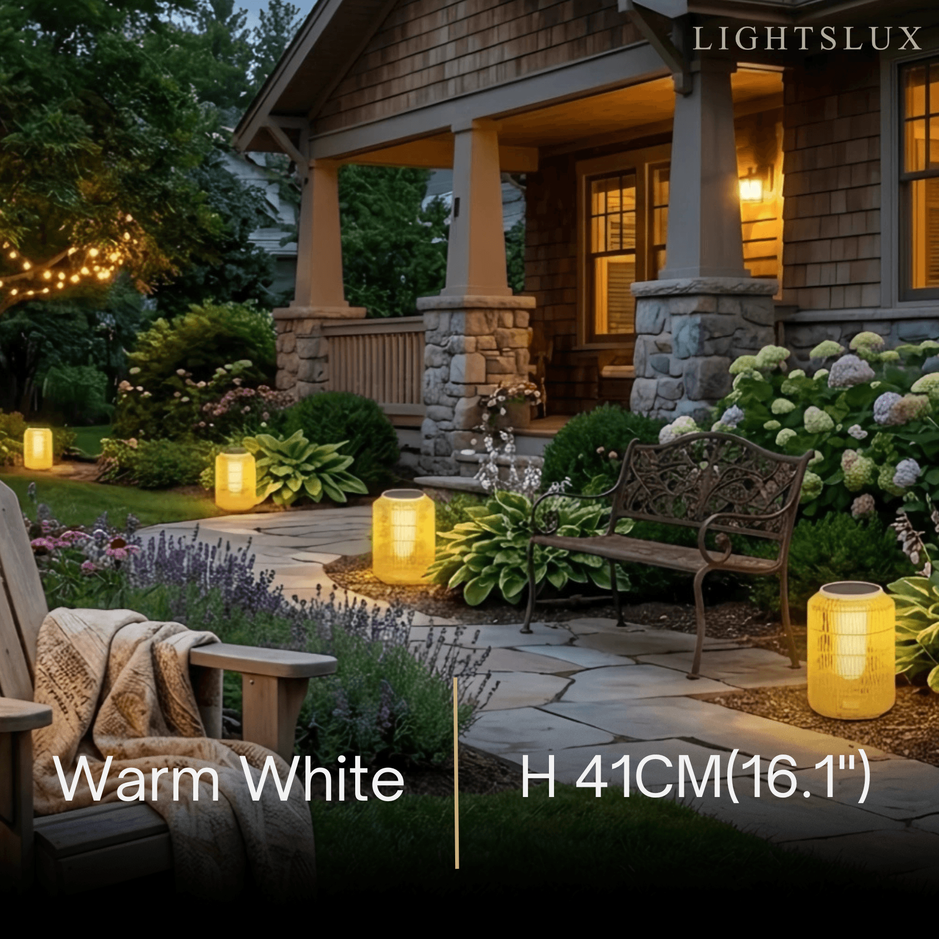 Farmhouse Outdoor Lamp - Wood & Metal Rattan Lantern - Flindria