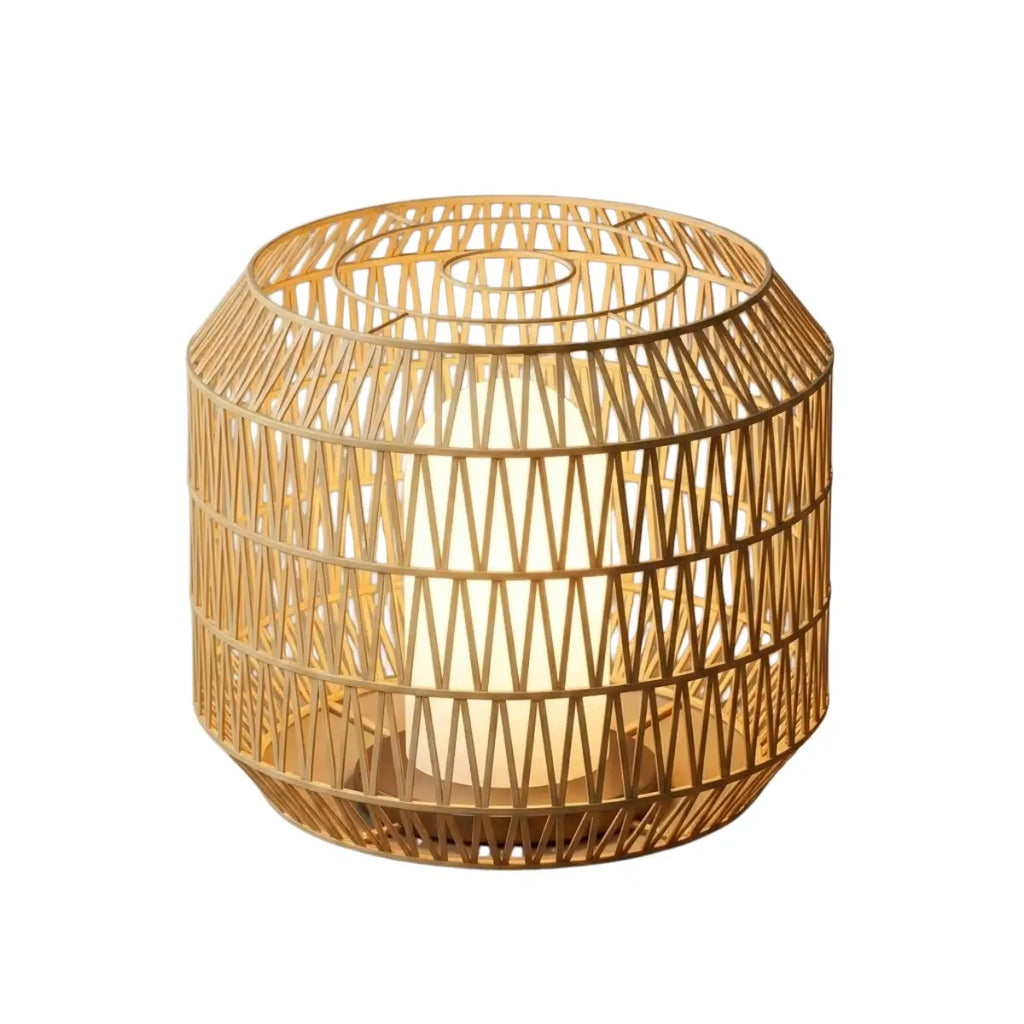 Farmhouse Outdoor Lamp - Wood & Metal Rattan Lantern - Flindria