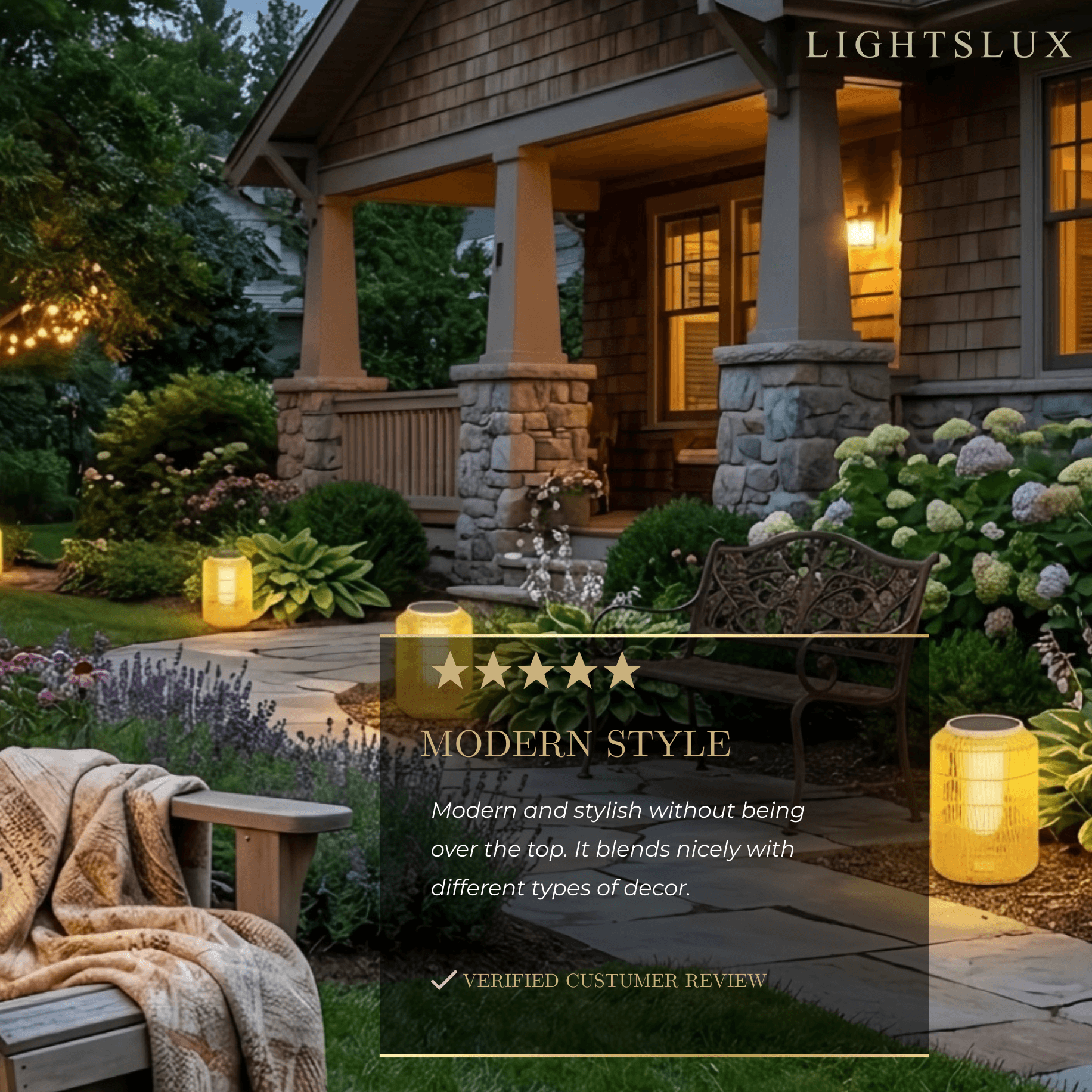 Farmhouse Outdoor Lamp - Wood & Metal Rattan Lantern - Flindria