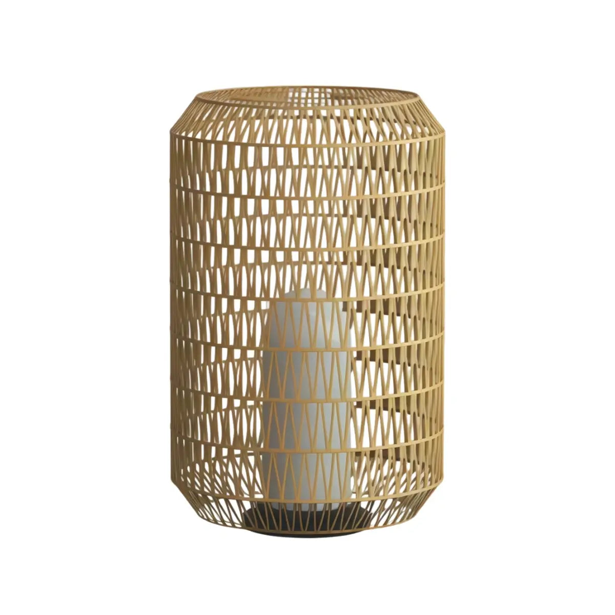 Farmhouse Outdoor Lamp - Wood & Metal Rattan Lantern - Flindria