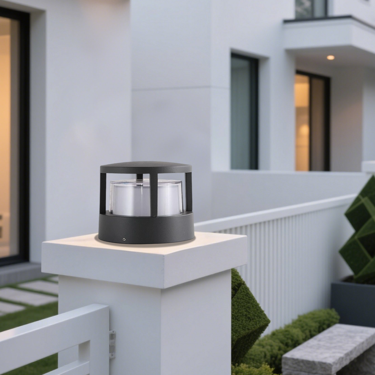 Luces cilíndricas para pilares industriales - Metal resistente a la intemperie para jardín - Flindria