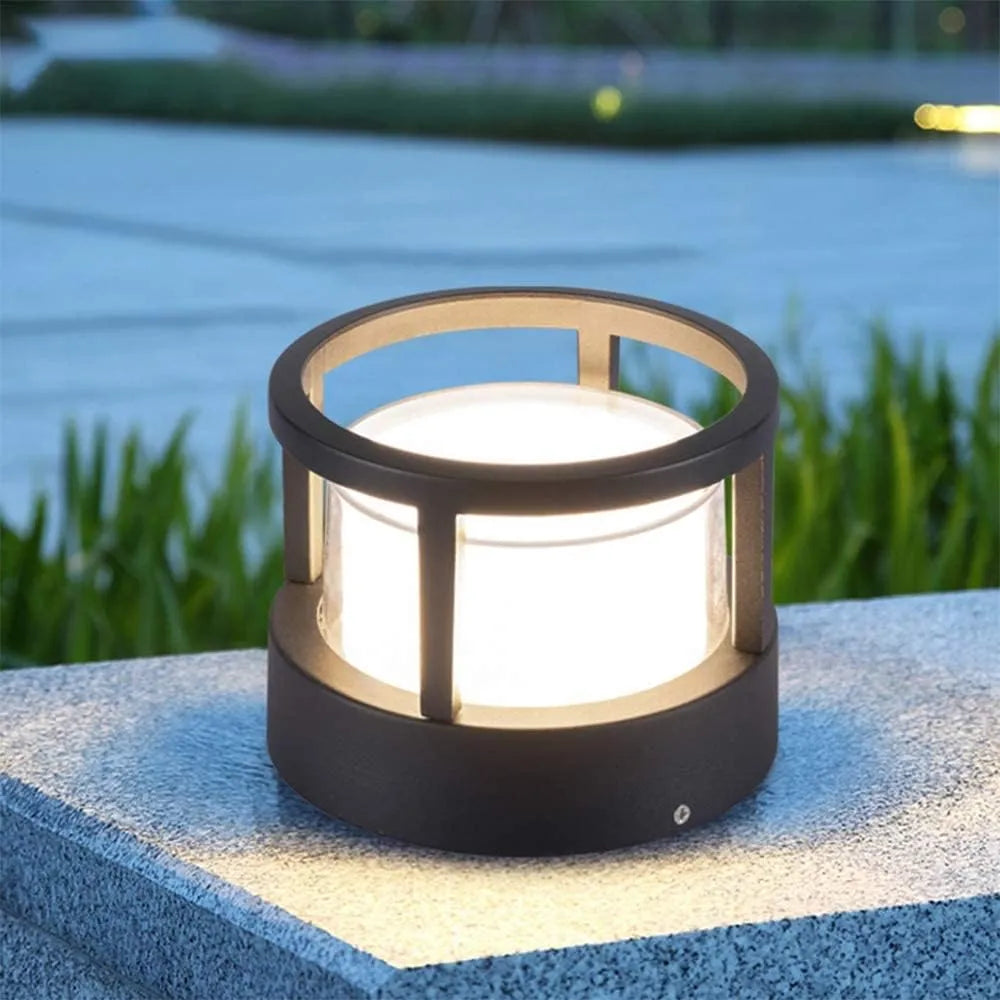 Luces cilíndricas para pilares industriales - Metal resistente a la intemperie para jardín - Flindria