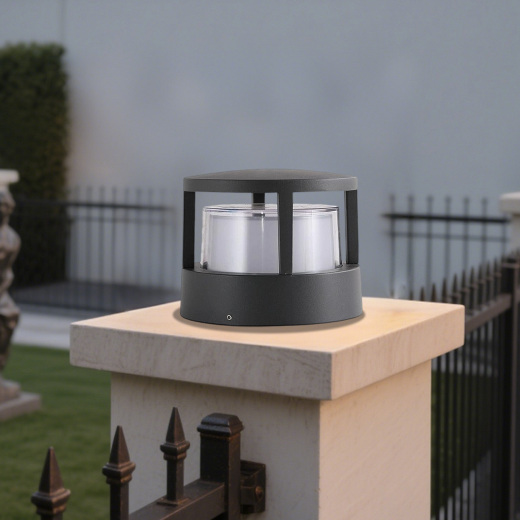Luces cilíndricas para pilares industriales - Metal resistente a la intemperie para jardín - Flindria