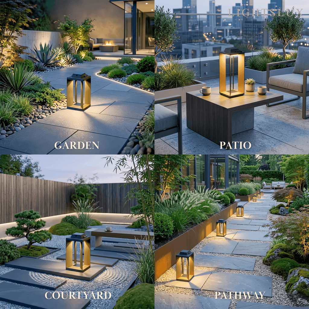 Modern Outdoor Floor Lamp - Black Metal Cylindrical Design for Garden - Flindria