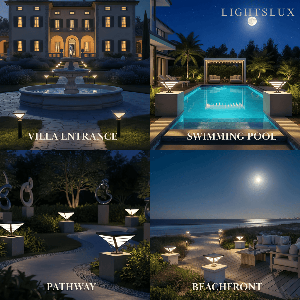 Industrial Black Pillar Light - Diamond Metal Design for Garden - Flindria