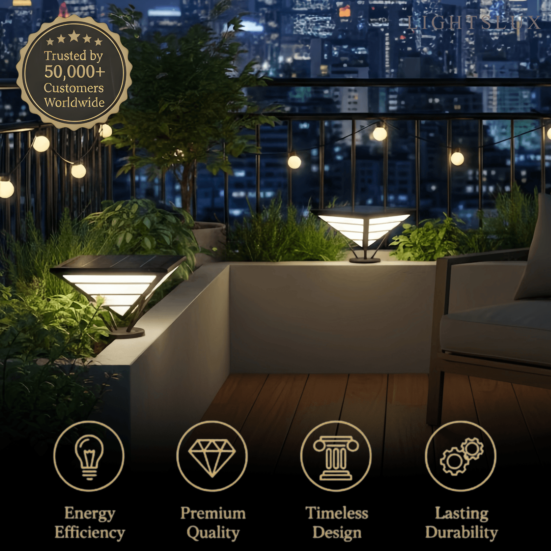 Industrial Black Pillar Light - Diamond Metal Design for Garden - Flindria