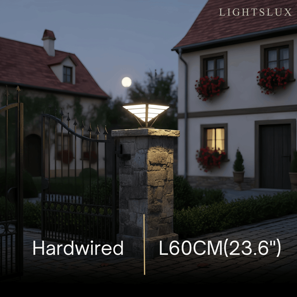 Industrial Black Pillar Light - Diamond Metal Design for Garden - Flindria