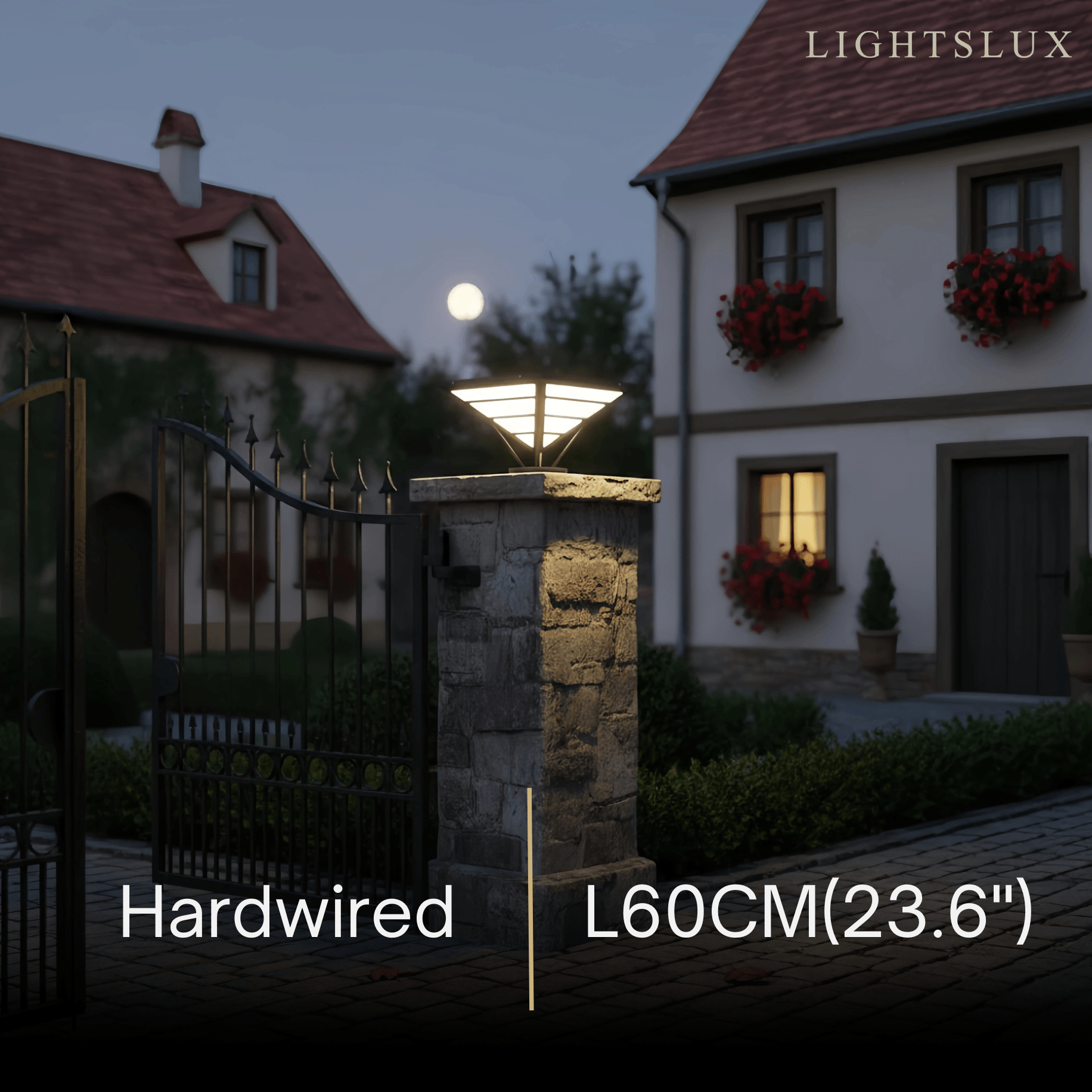 Industrial Black Pillar Light - Diamond Metal Design for Garden - Flindria
