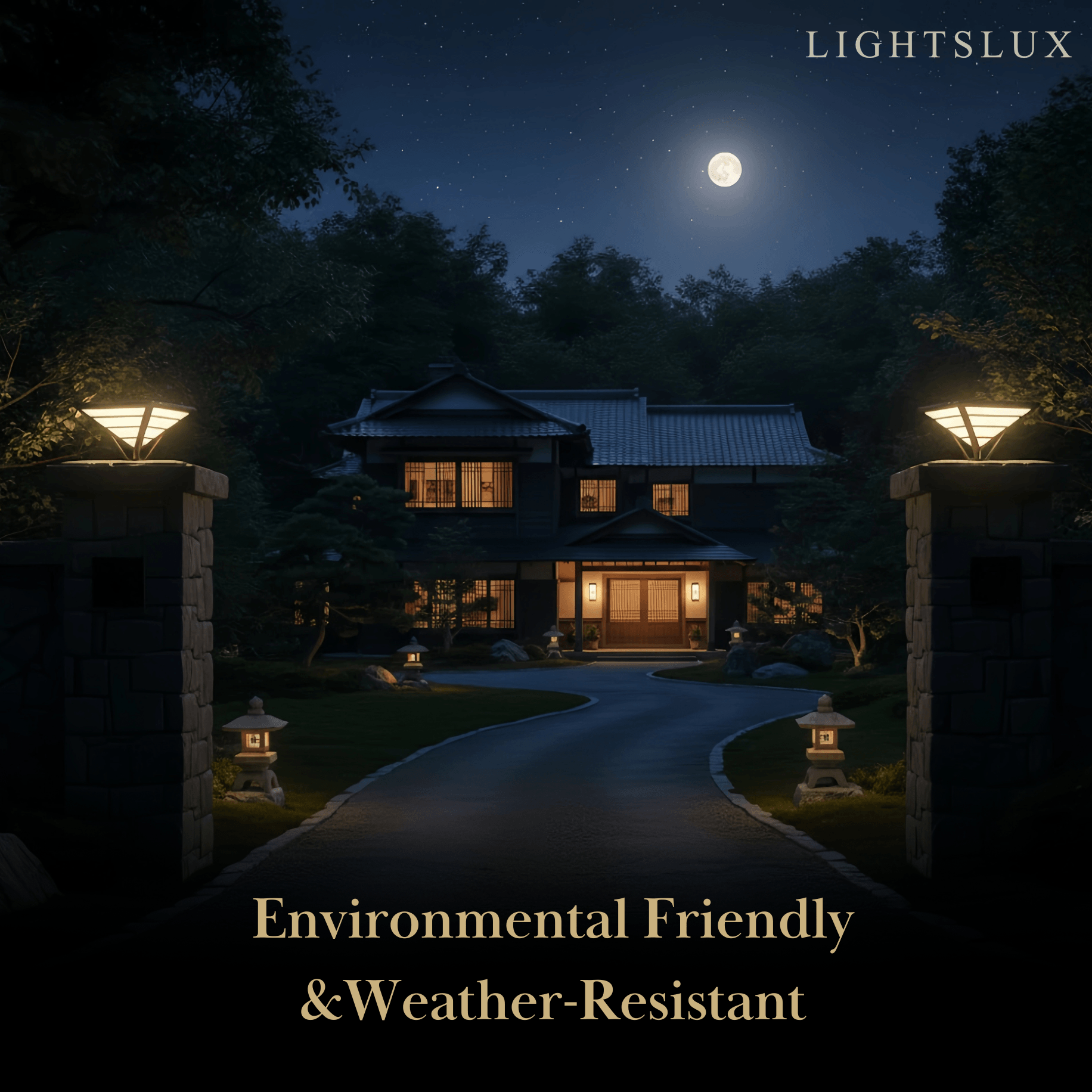 Industrial Black Pillar Light - Diamond Metal Design for Garden - Flindria