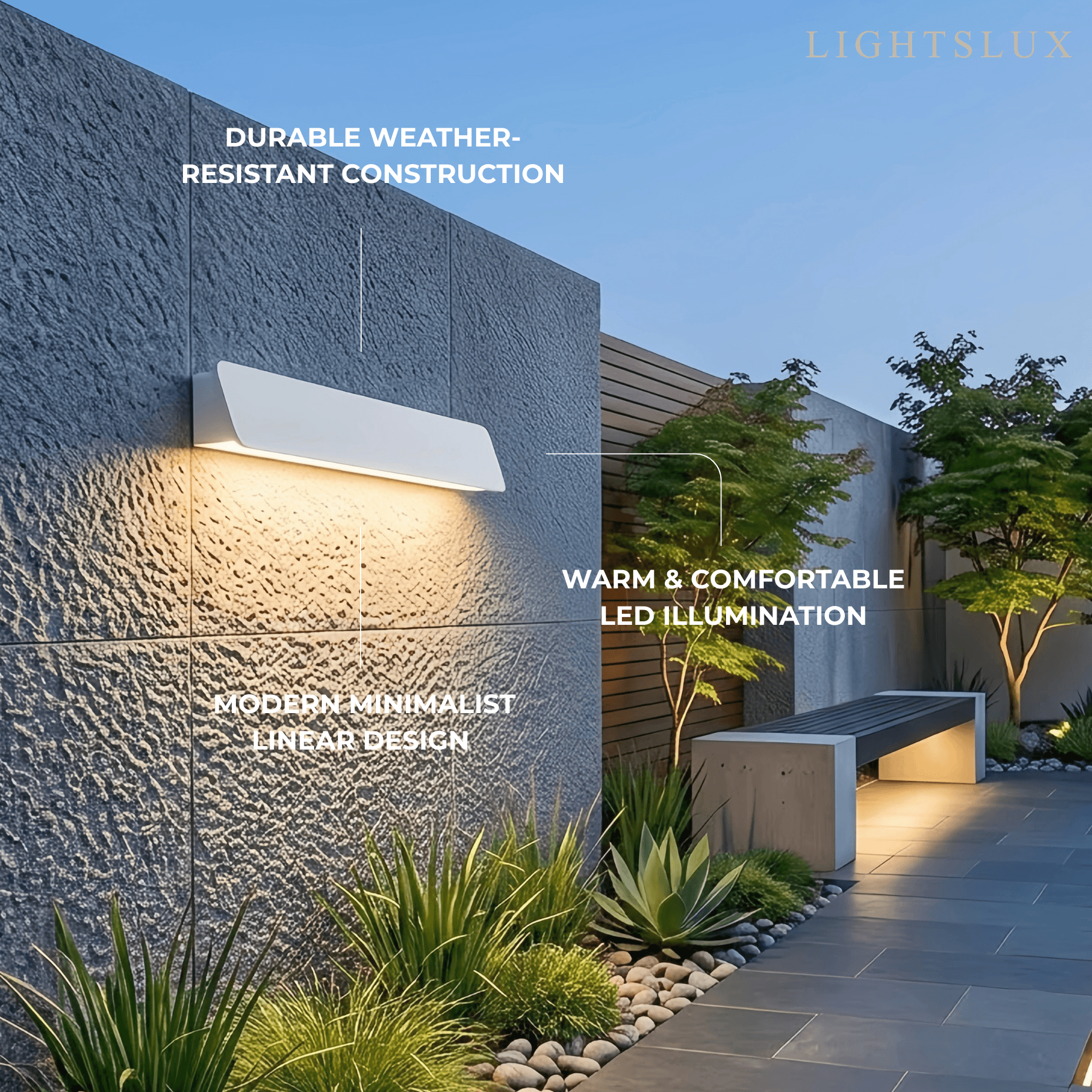Modern Outdoor Wall Lamp - White/Black Metal Rectangular Design for Garden - Flindria