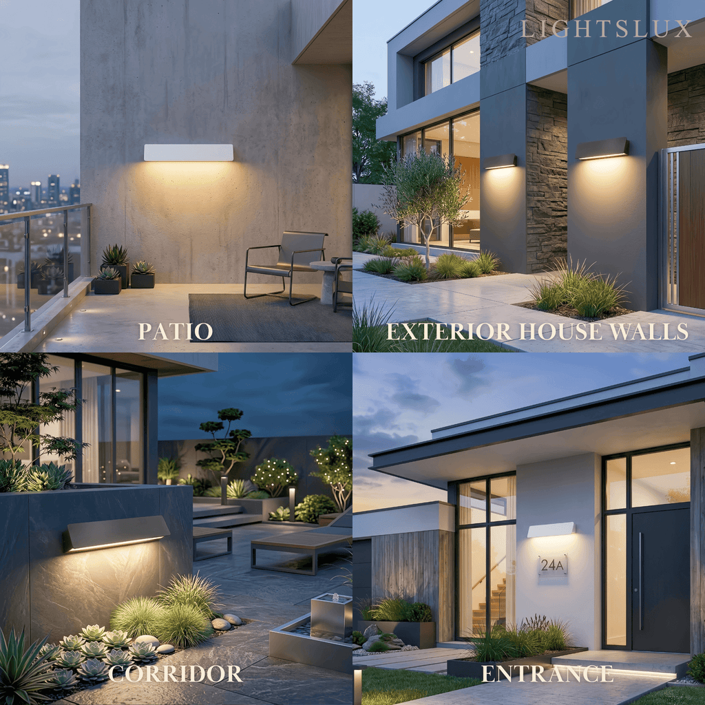Modern Outdoor Wall Lamp - White/Black Metal Rectangular Design for Garden - Flindria