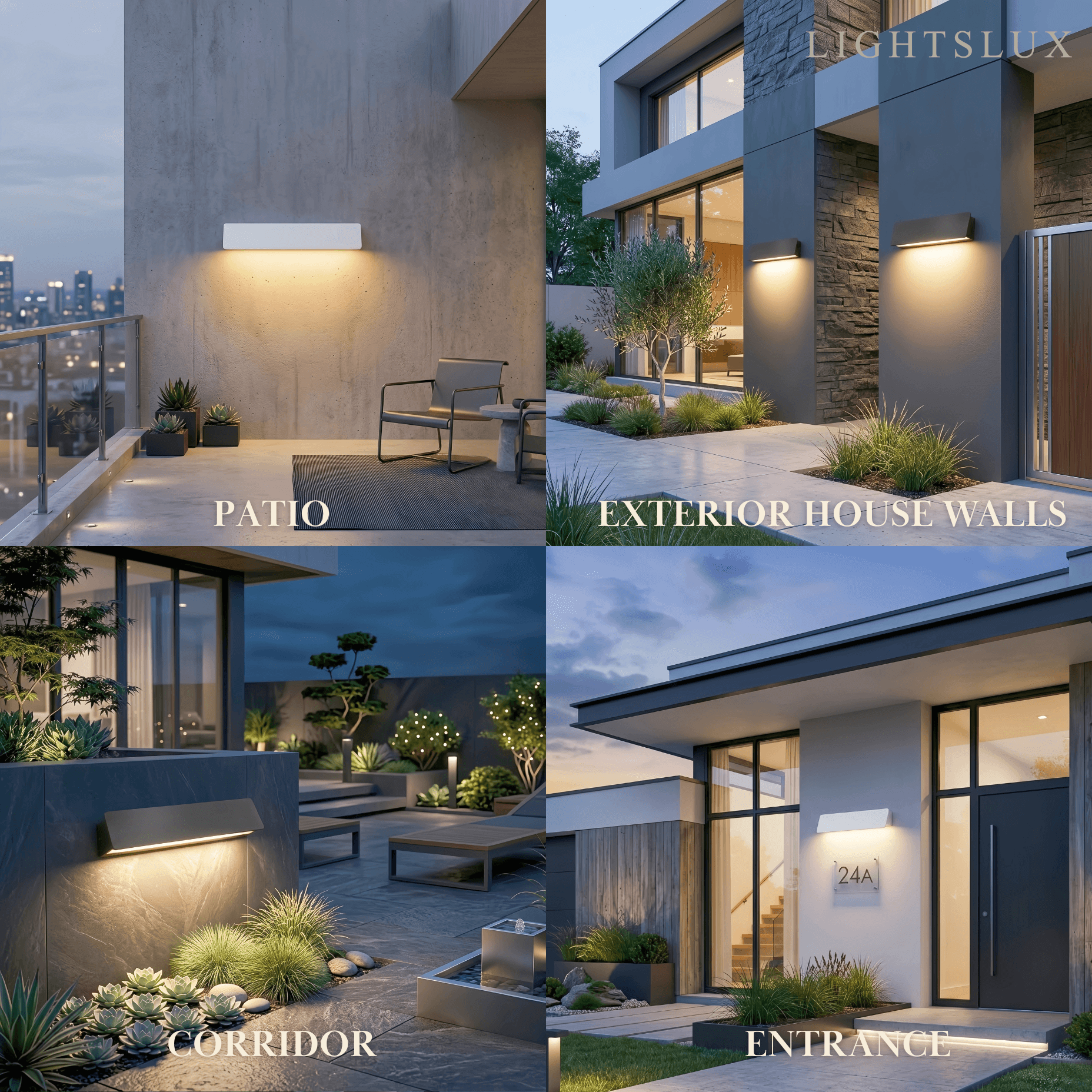 Modern Outdoor Wall Lamp - White/Black Metal Rectangular Design for Garden - Flindria