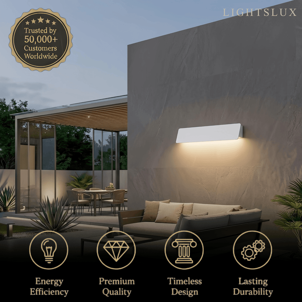 Modern Outdoor Wall Lamp - White/Black Metal Rectangular Design for Garden - Flindria