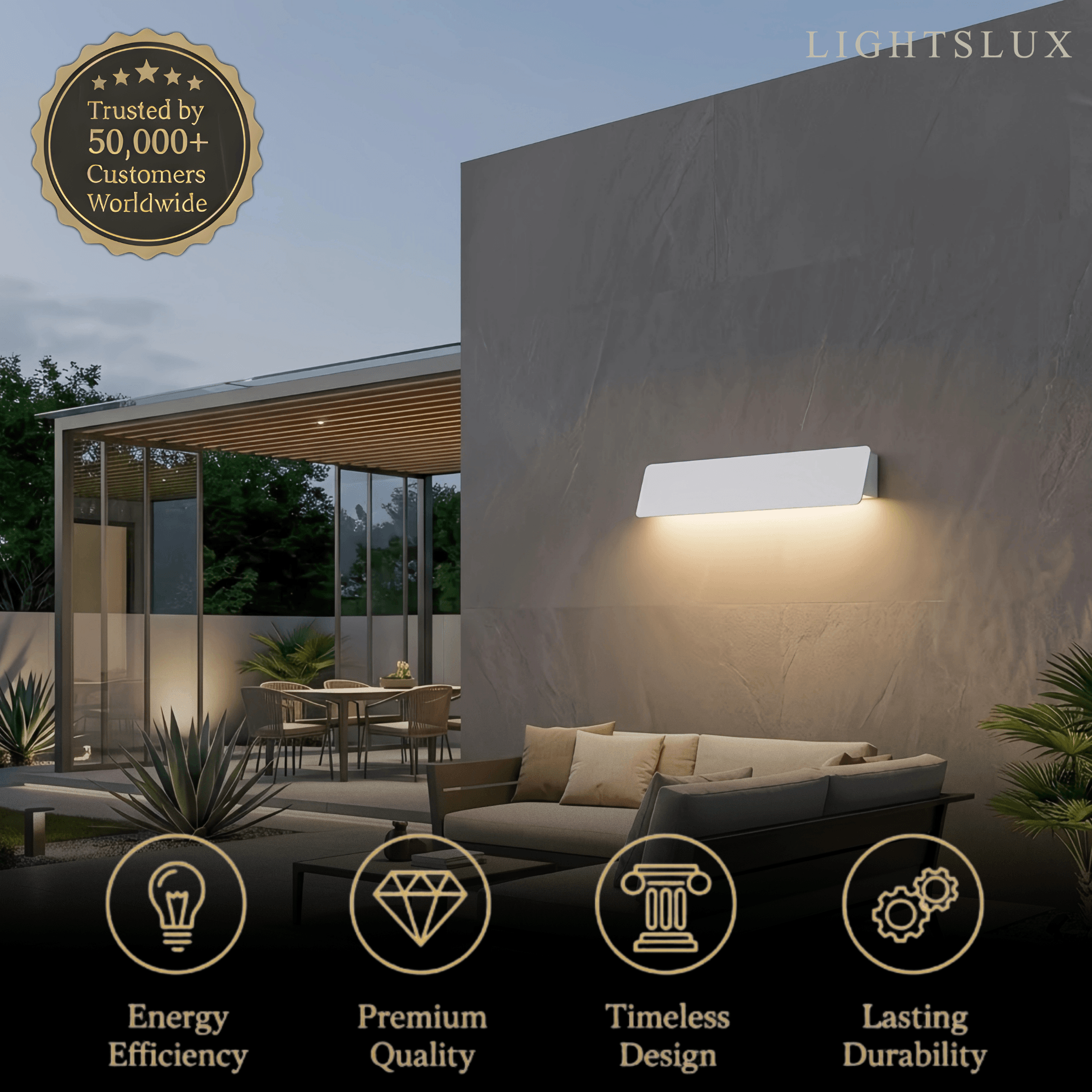Modern Outdoor Wall Lamp - White/Black Metal Rectangular Design for Garden - Flindria