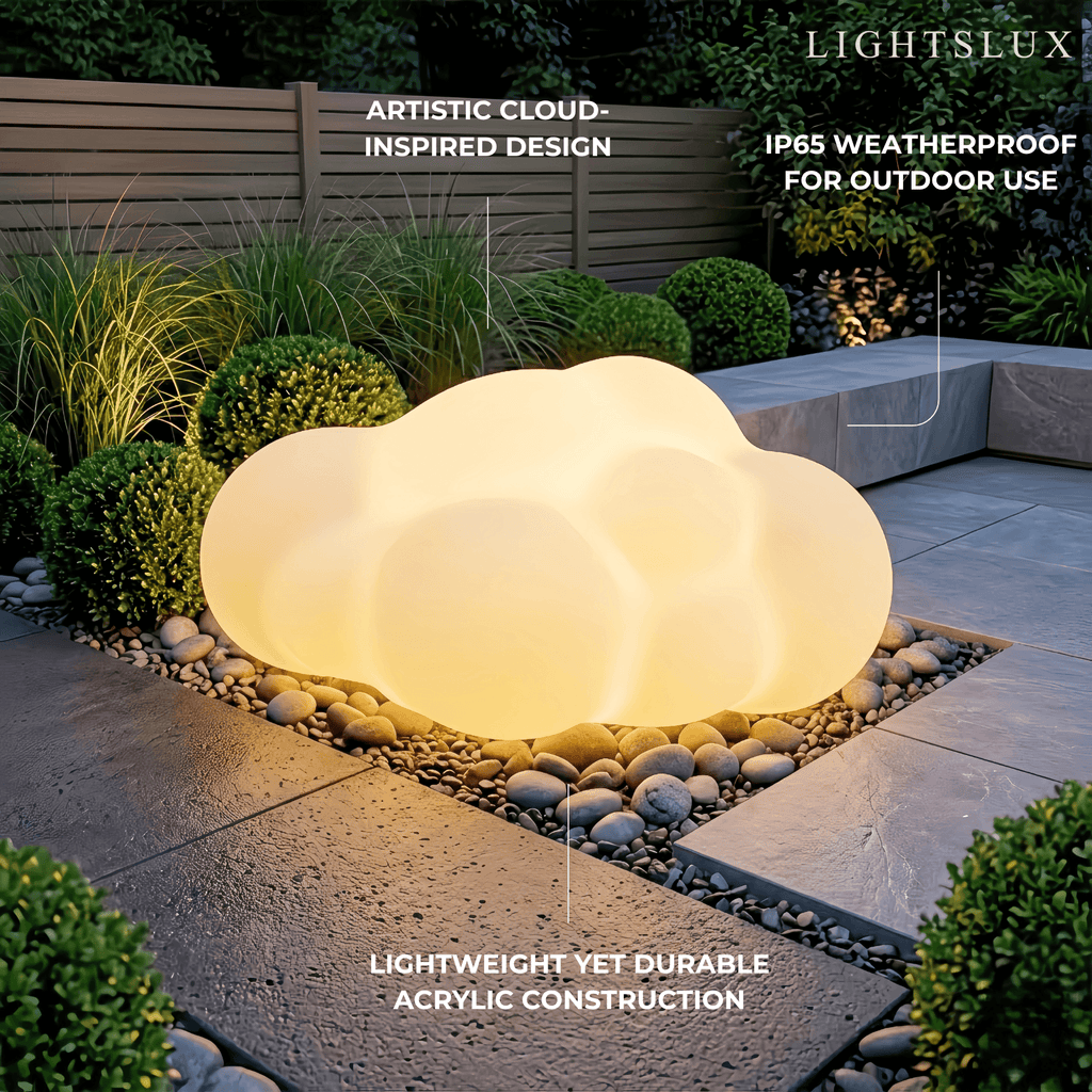 Art Deco Wegbeleuchtung – Weißes Acryl Wolken-Design für Terrasse & Garten – Flindria