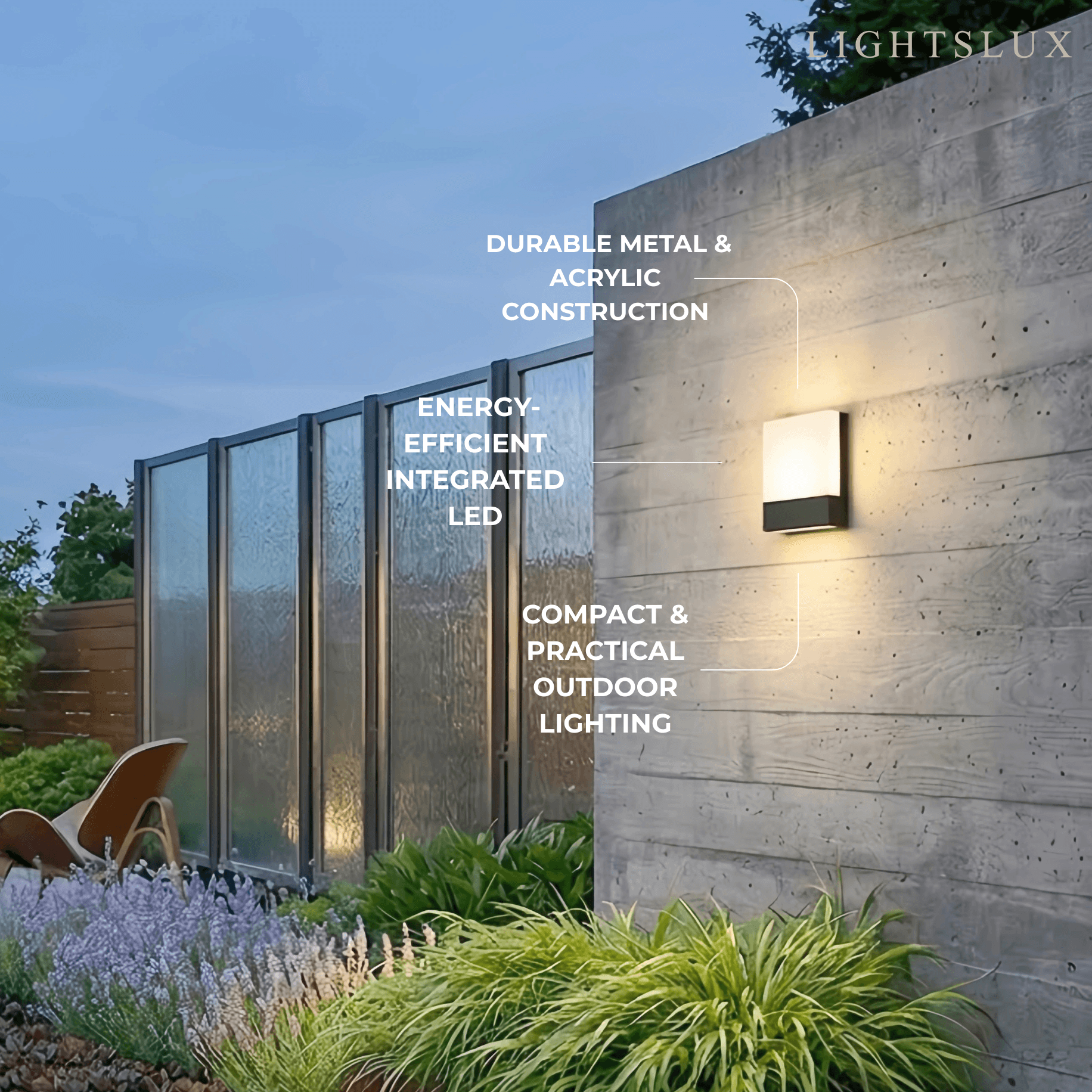 Modern Outdoor Wall Lamp --Metal/Acrylic Square Design for Garden - Flindria
