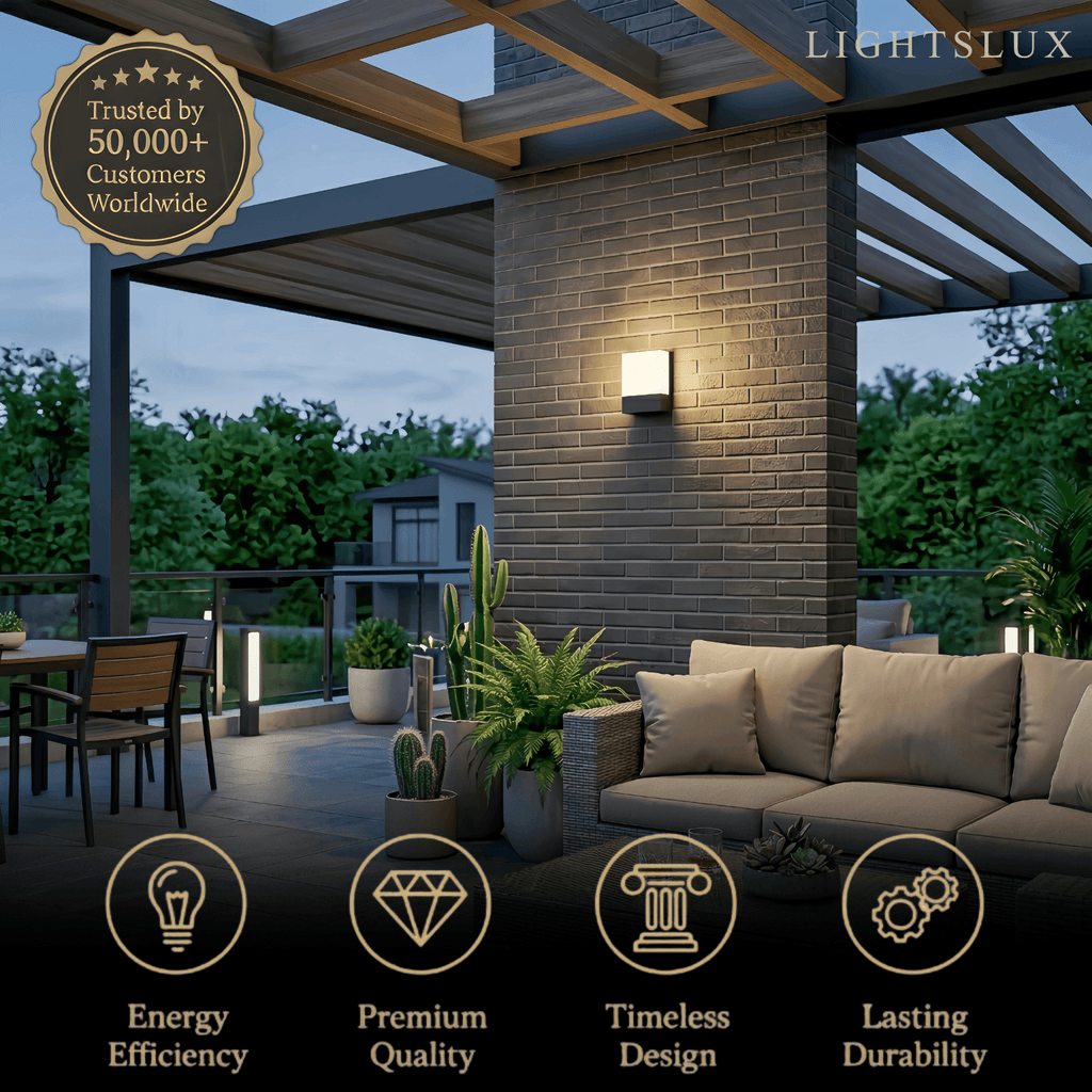 Modern Outdoor Wall Lamp --Metal/Acrylic Square Design for Garden - Flindria