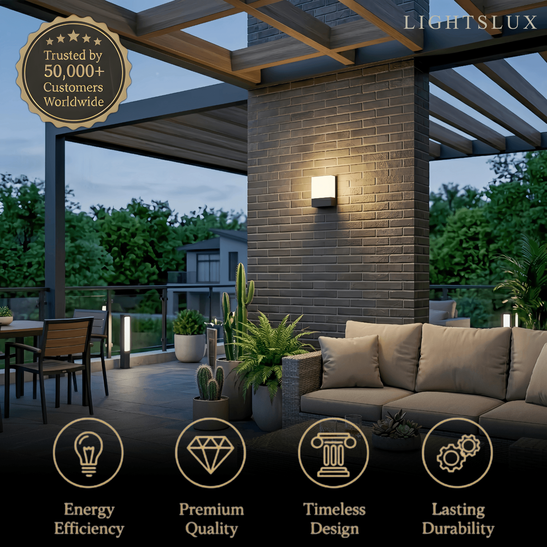 Modern Outdoor Wall Lamp --Metal/Acrylic Square Design for Garden - Flindria