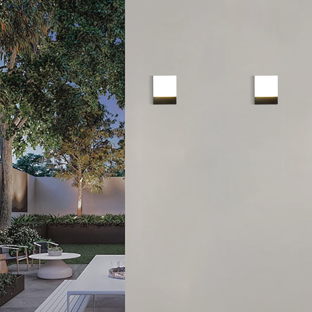 Modern Outdoor Wall Lamp --Metal/Acrylic Square Design for Garden - Flindria