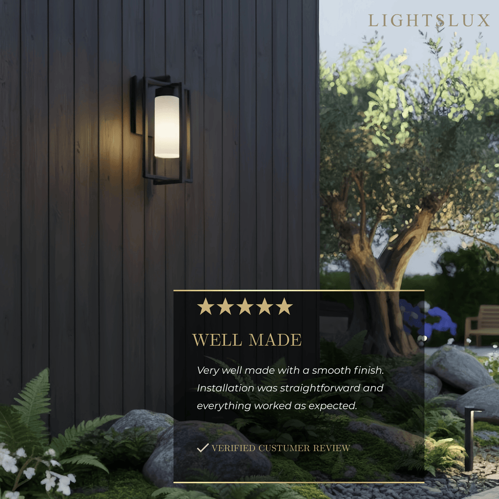 Modern Rectangular Outdoor Wall Sconce - Black Metal for Courtyard - Flindria
