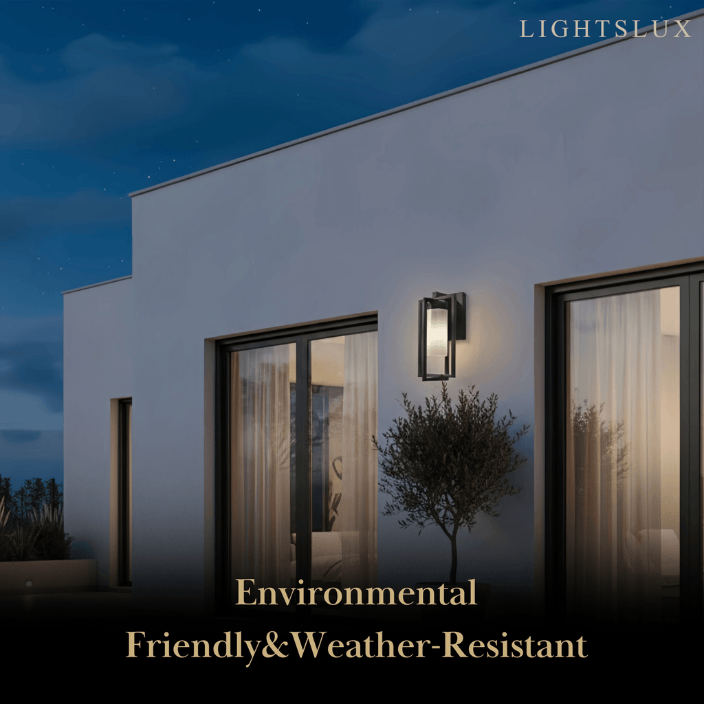 Modern Rectangular Outdoor Wall Sconce - Black Metal for Courtyard - Flindria