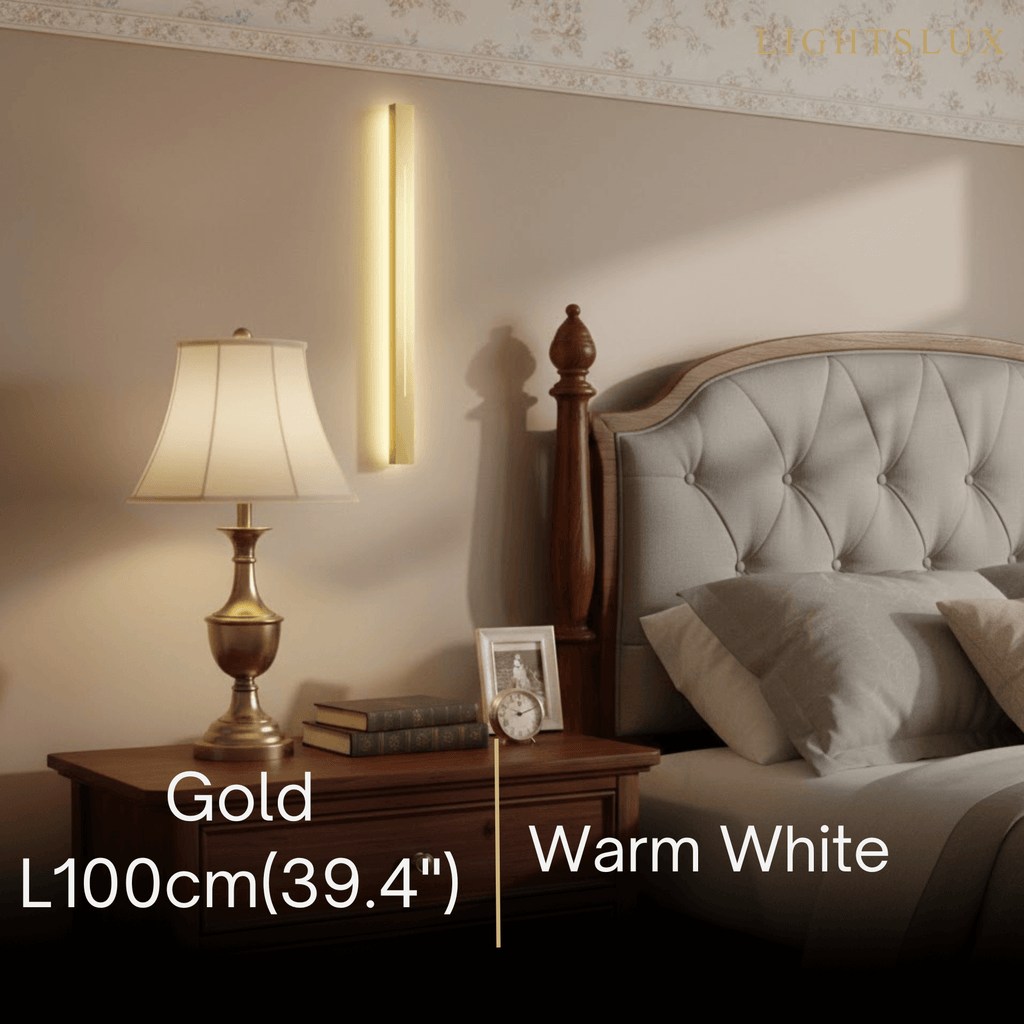 Minimalist LED Wall Lamp – Black/Gold for Bedroom - Flindria