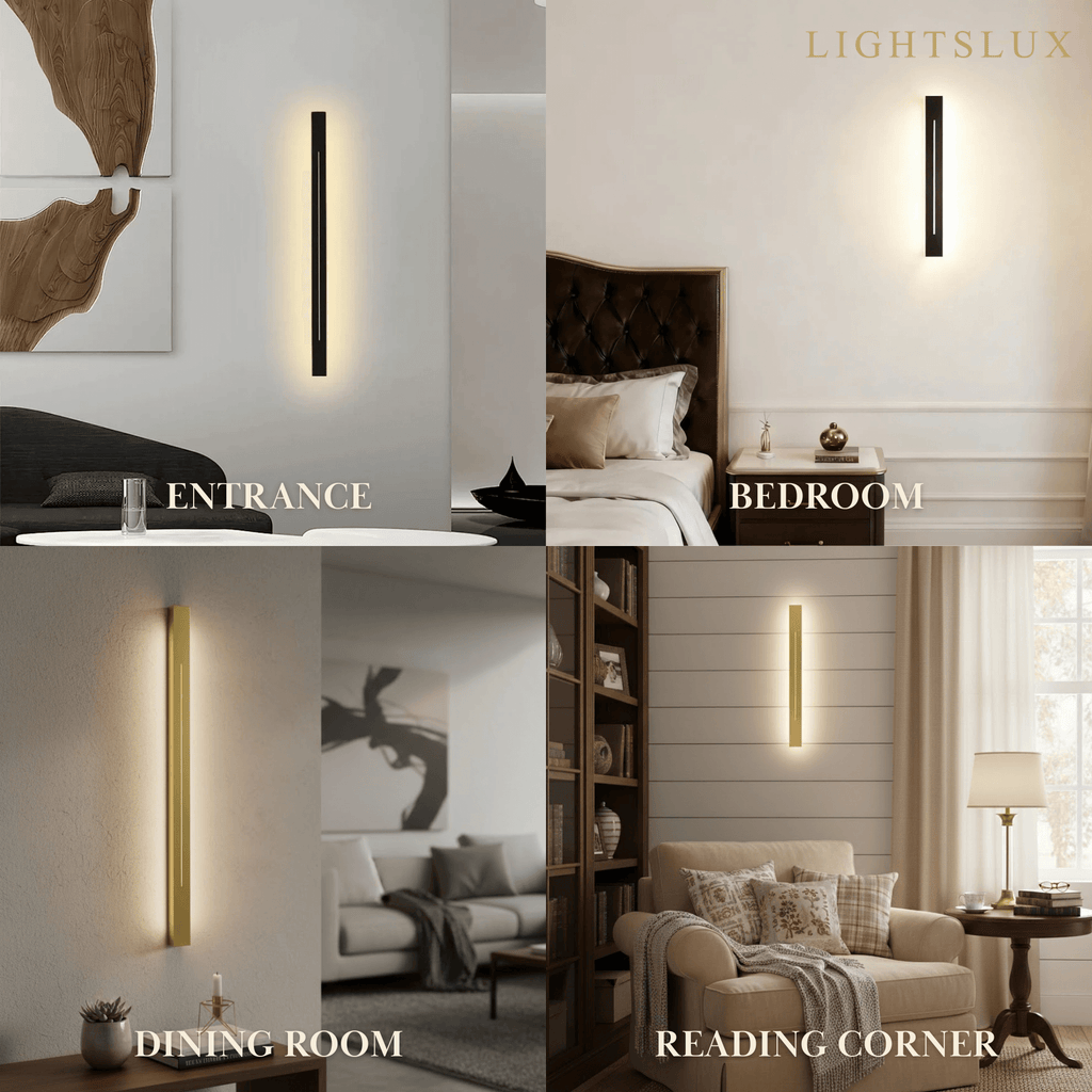 Minimalist LED Wall Lamp – Black/Gold for Bedroom - Flindria