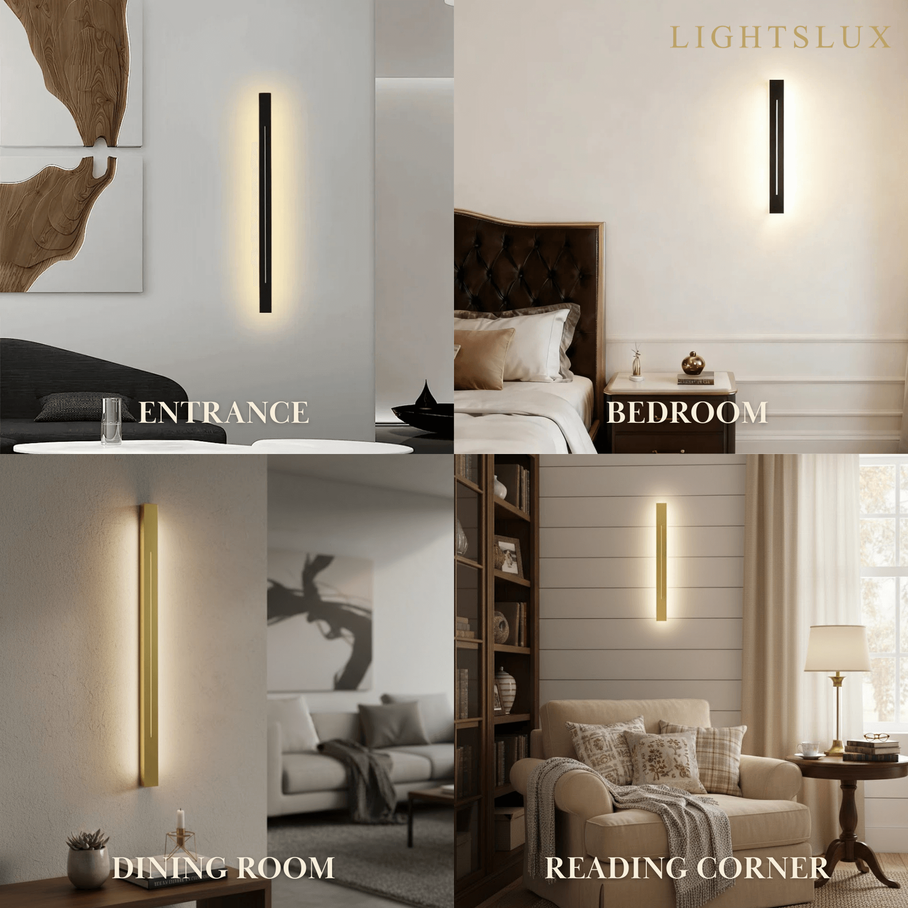 Minimalist LED Wall Lamp – Black/Gold for Bedroom - Flindria