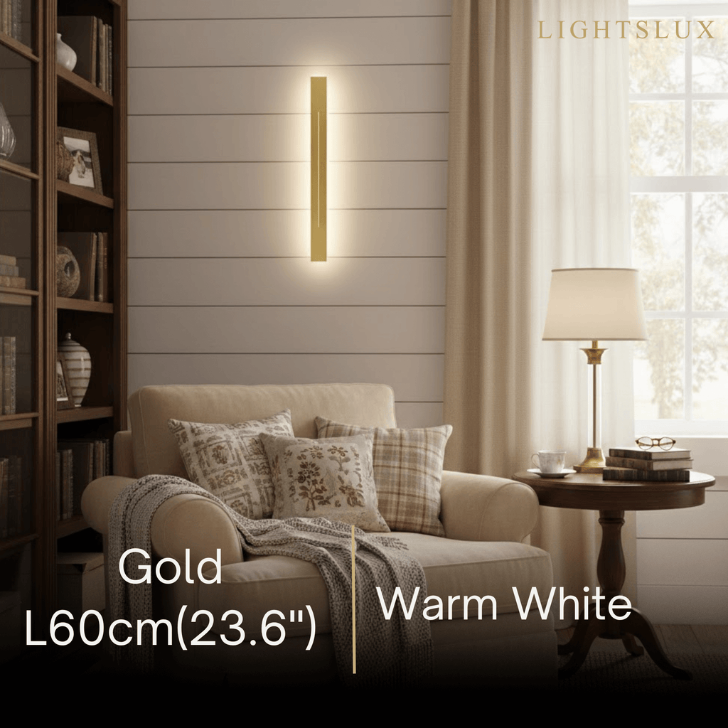 Minimalist LED Wall Lamp – Black/Gold for Bedroom - Flindria