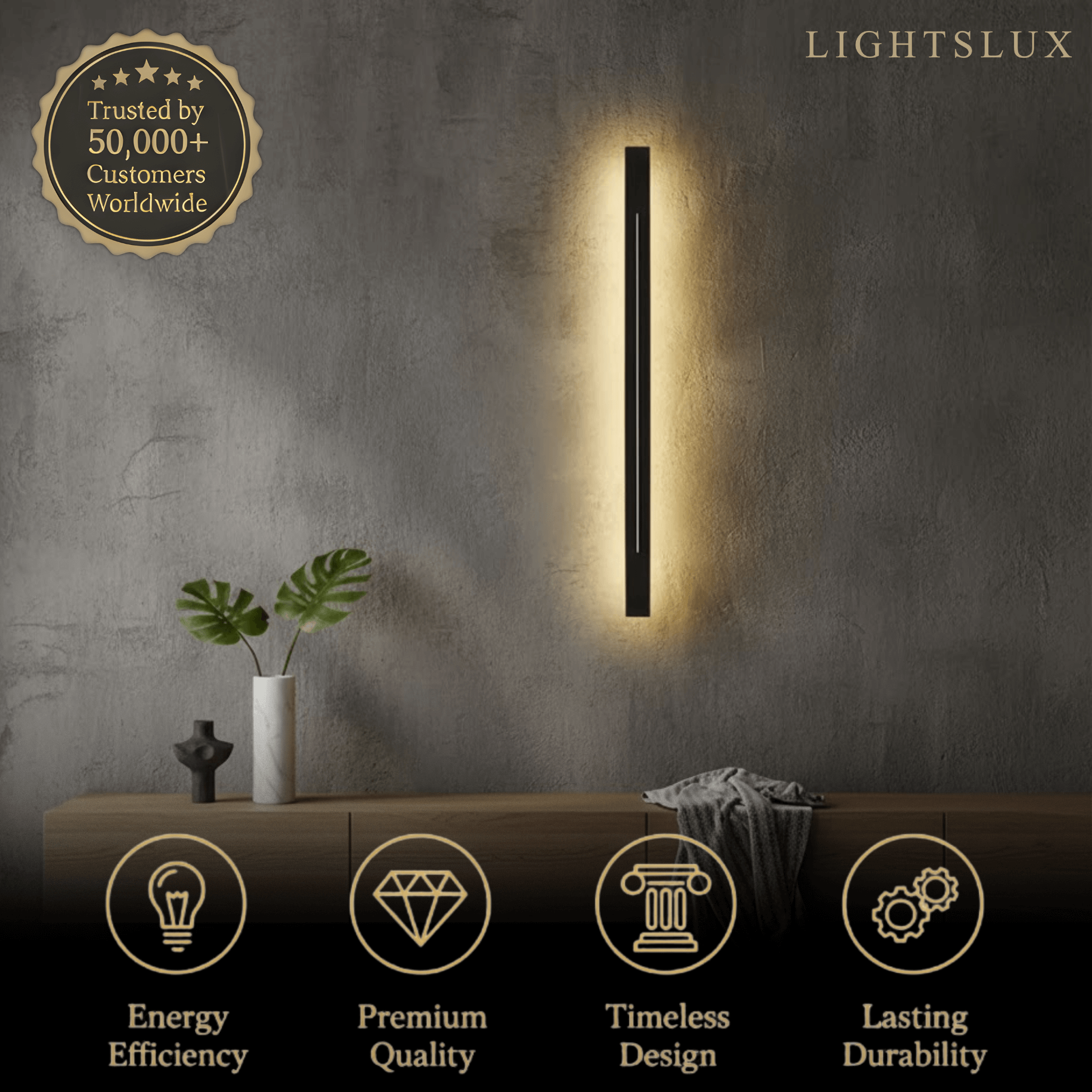 Minimalist LED Wall Lamp – Black/Gold for Bedroom - Flindria
