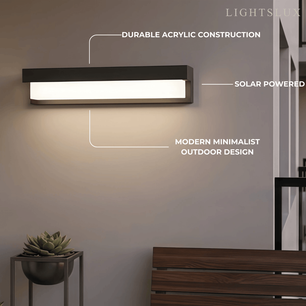Modern Solar Linear Outdoor Wall Lamp – Metal & Acrylic Light for Exterior Walls - Flindria