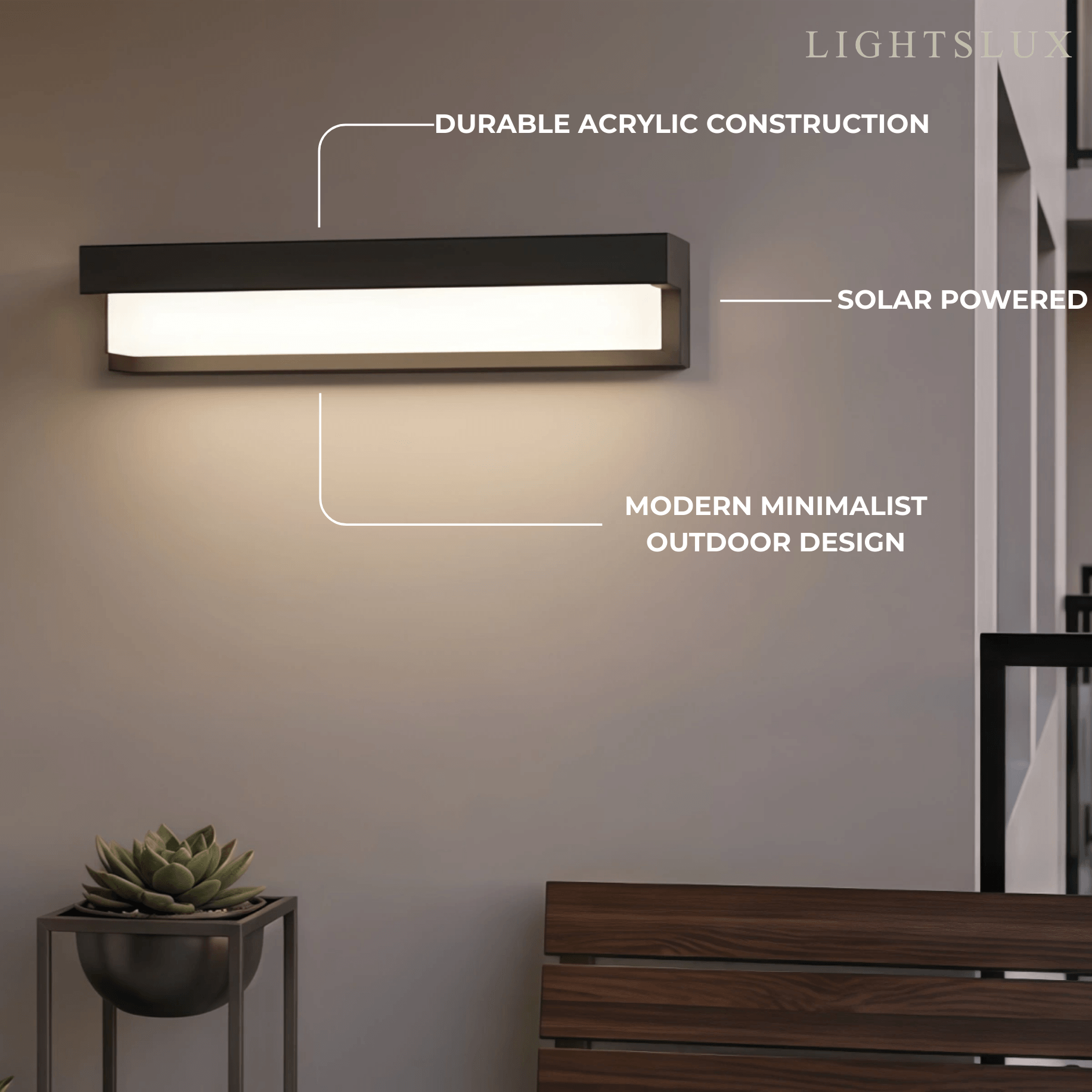 Modern Solar Linear Outdoor Wall Lamp – Metal & Acrylic Light for Exterior Walls - Flindria