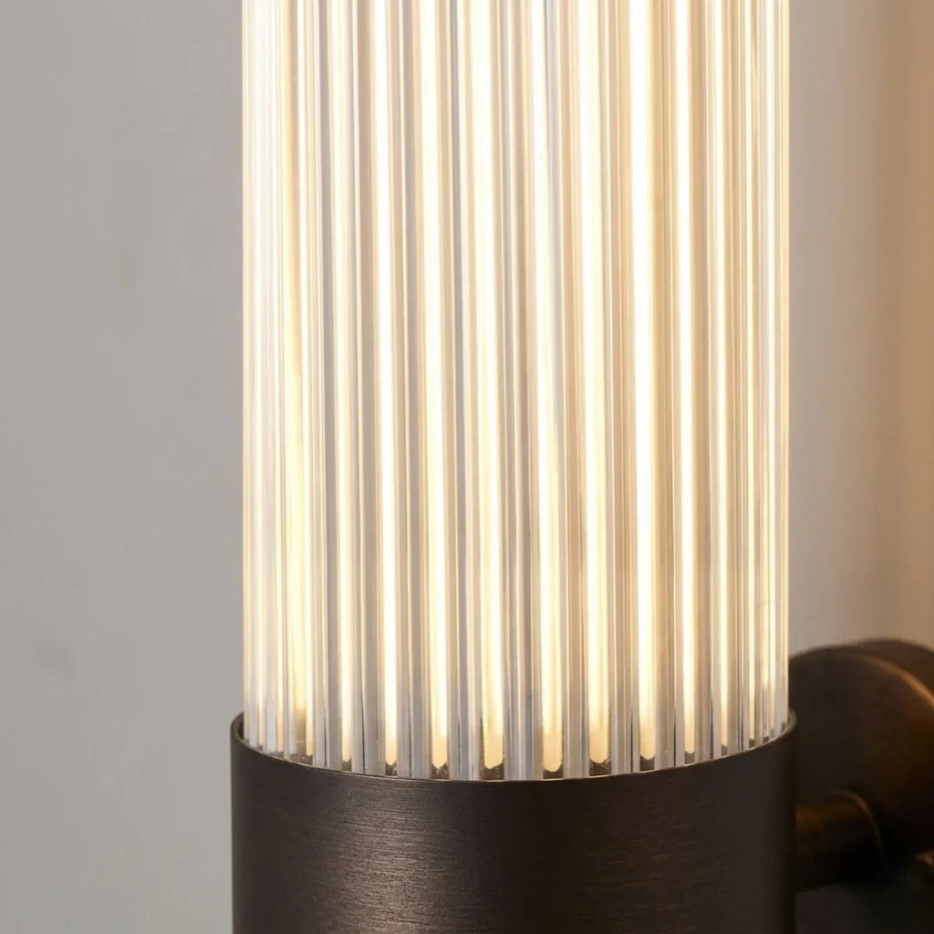 Modern Outdoor Wall Lamp - Bronze Glass Cylindrical Design for Garden & Patio - Flindria