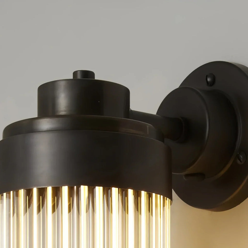 Modern Outdoor Wall Lamp - Bronze Glass Cylindrical Design for Garden & Patio - Flindria