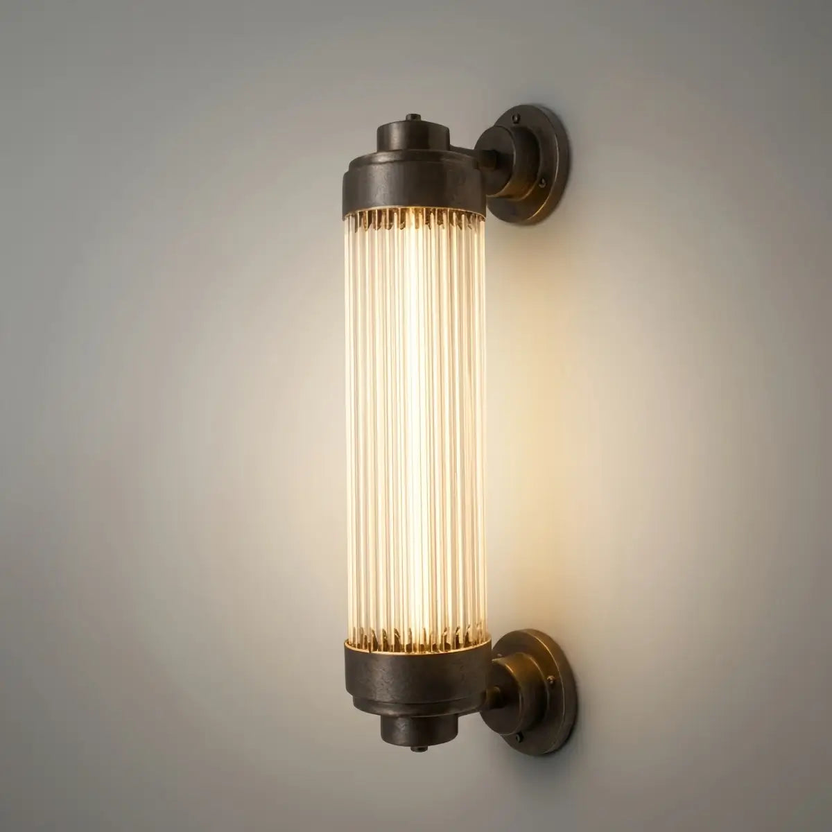 Modern Outdoor Wall Lamp - Bronze Glass Cylindrical Design for Garden & Patio - Flindria