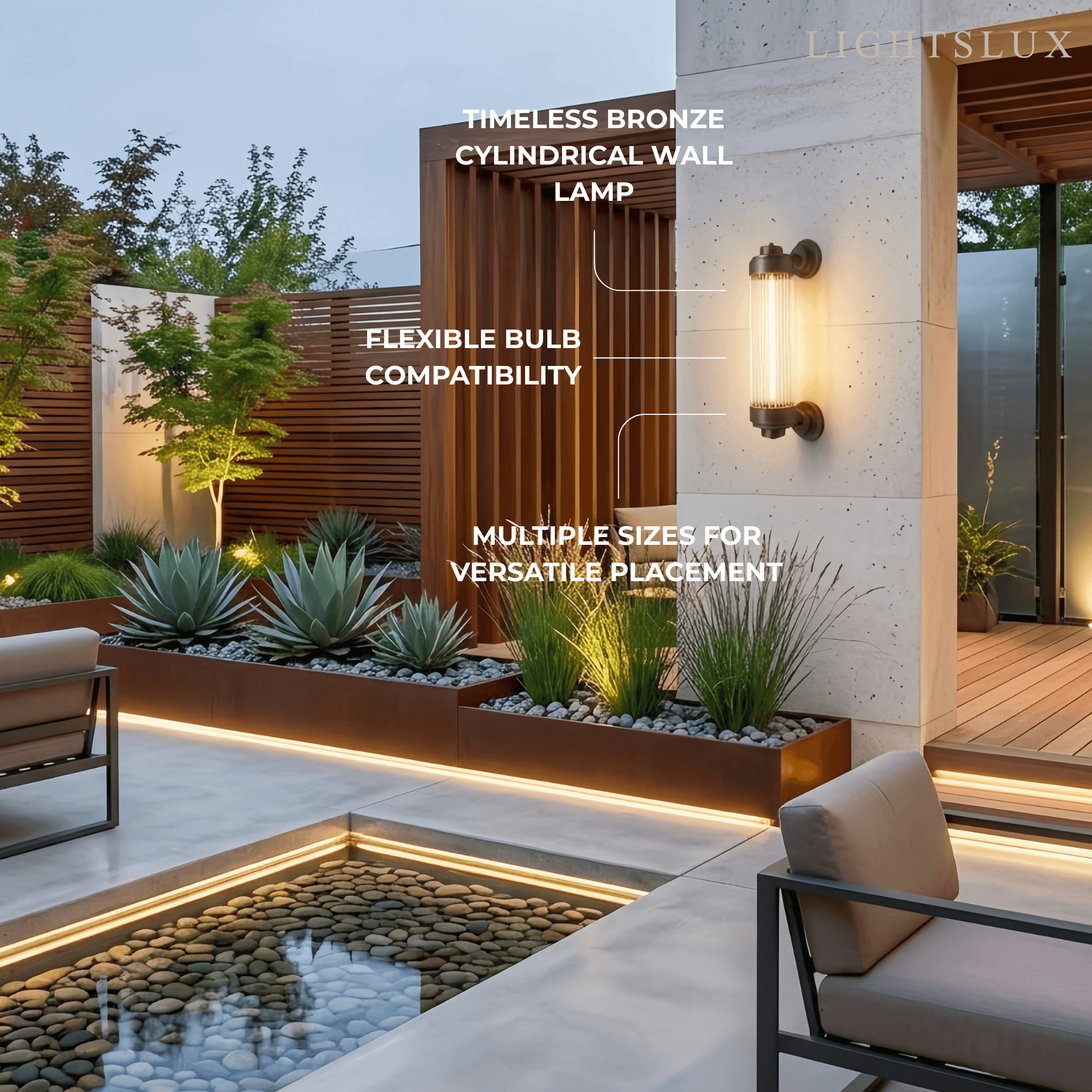 Modern Outdoor Wall Lamp - Bronze Glass Cylindrical Design for Garden & Patio - Flindria