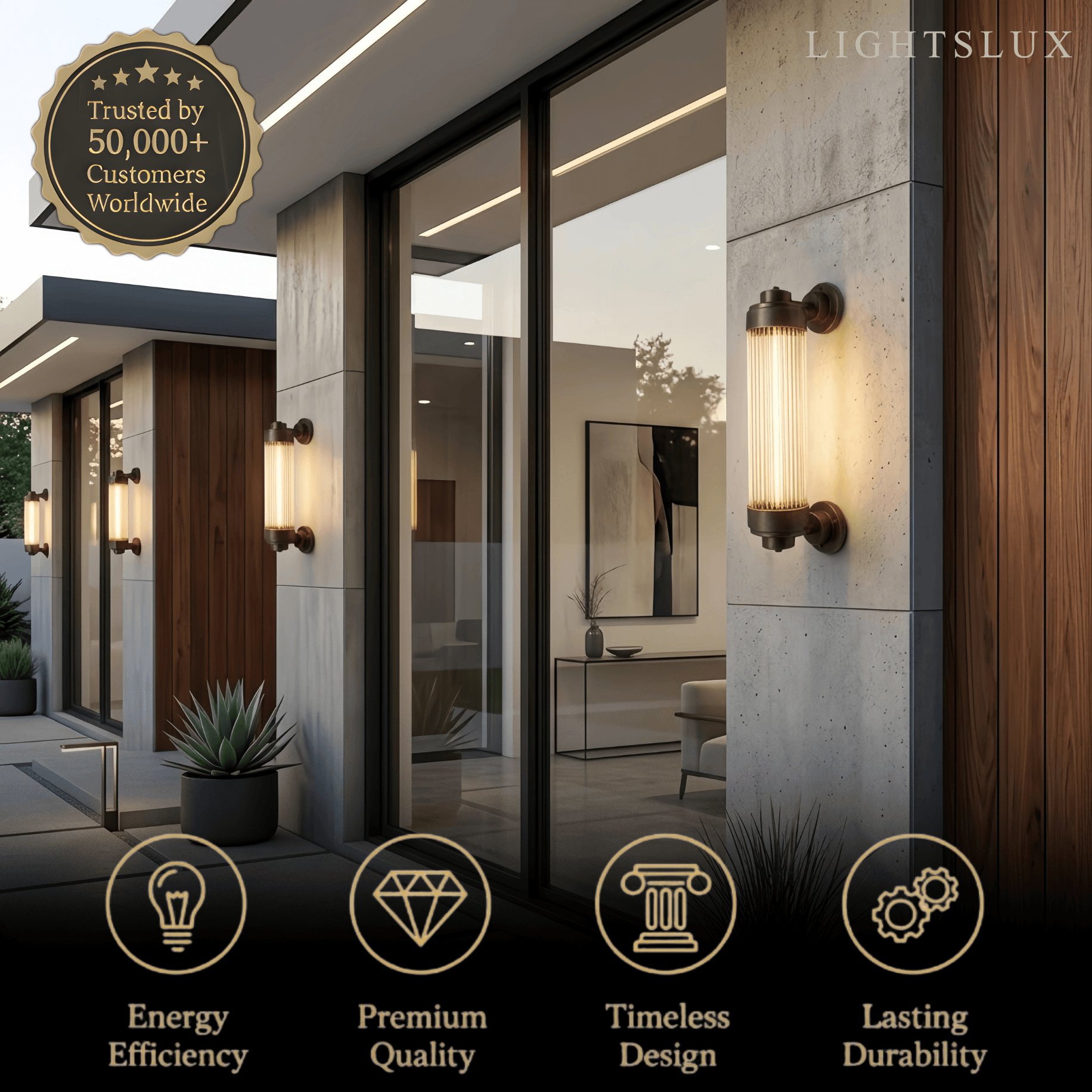 Modern Outdoor Wall Lamp - Bronze Glass Cylindrical Design for Garden & Patio - Flindria