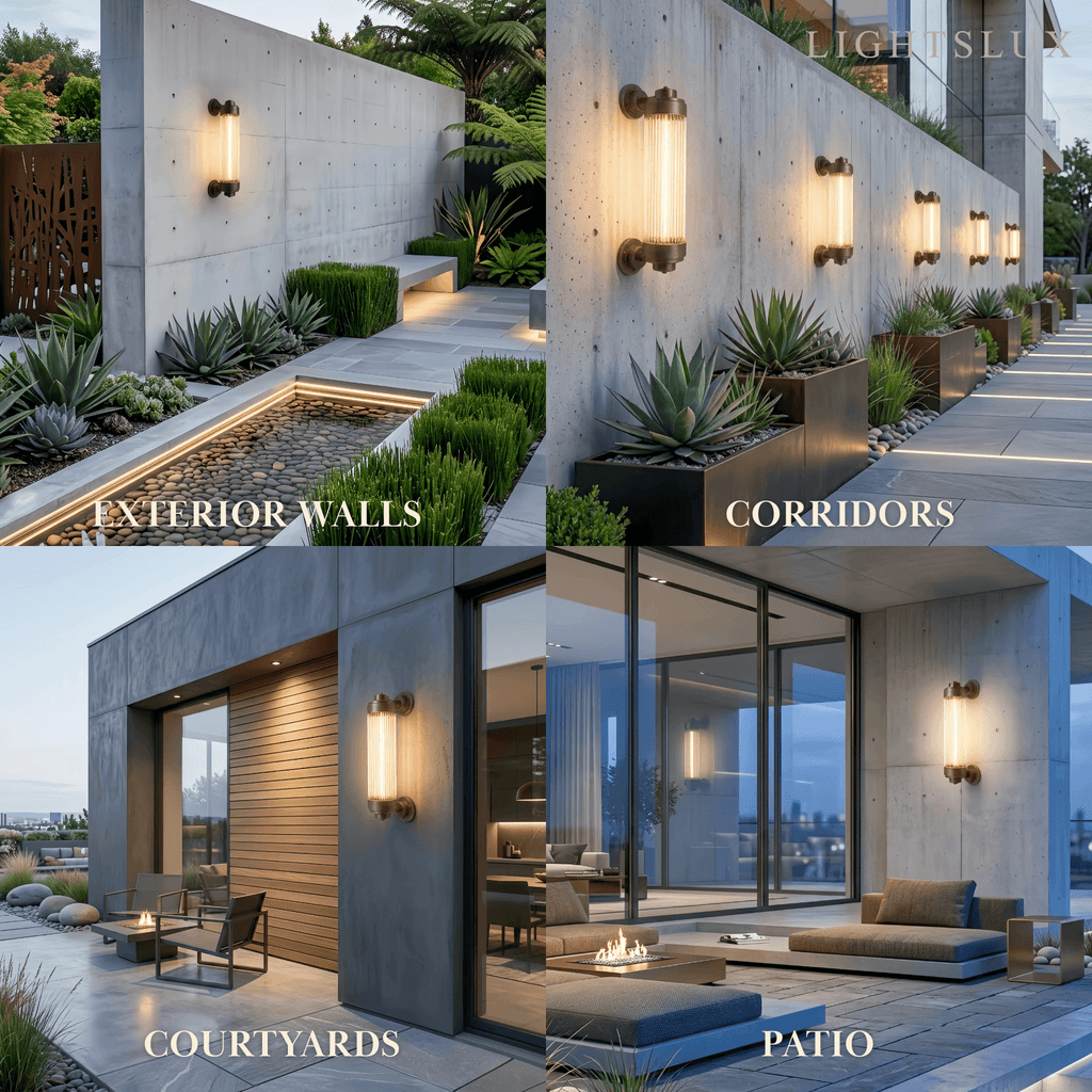 Modern Outdoor Wall Lamp - Bronze Glass Cylindrical Design for Garden & Patio - Flindria