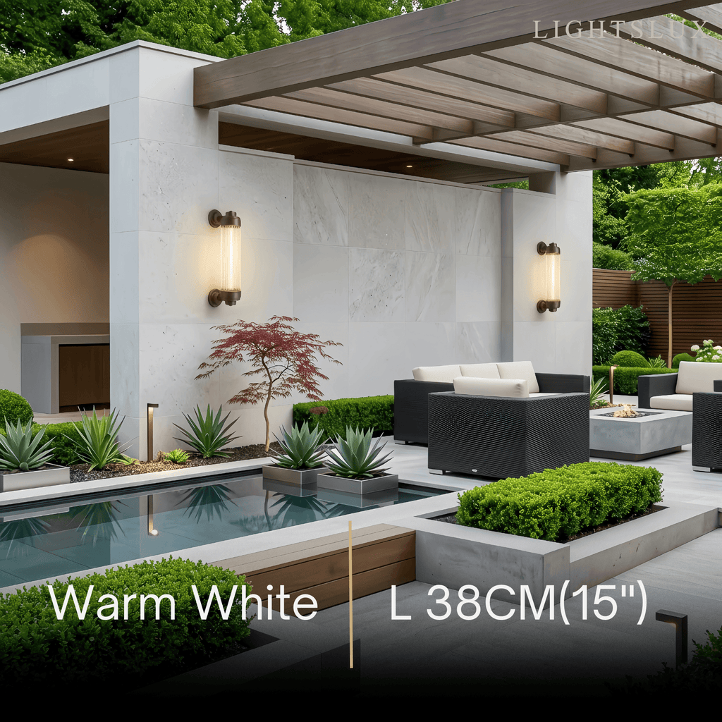 Modern Outdoor Wall Lamp - Bronze Glass Cylindrical Design for Garden & Patio - Flindria