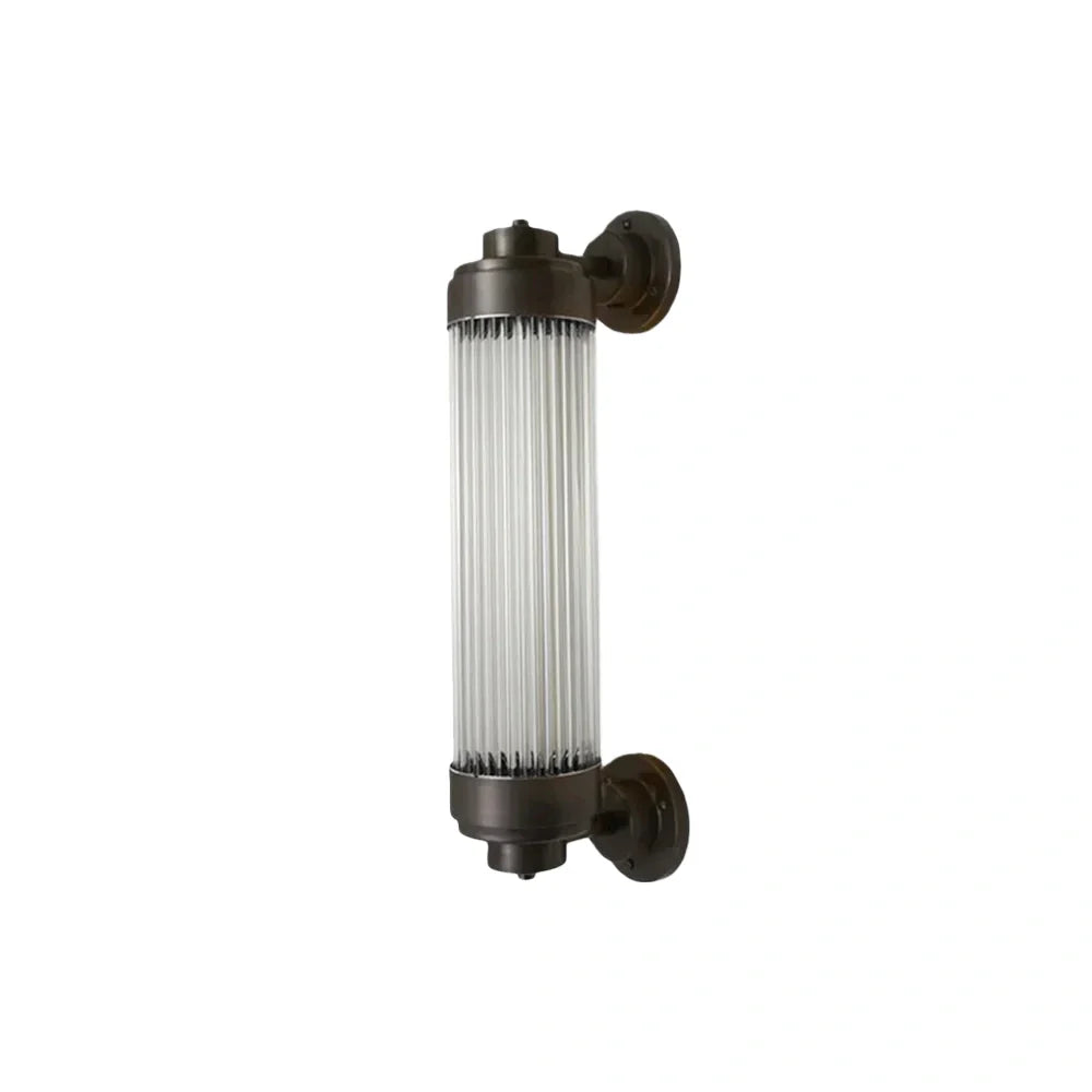 Modern Outdoor Wall Lamp - Bronze Glass Cylindrical Design for Garden & Patio - Flindria