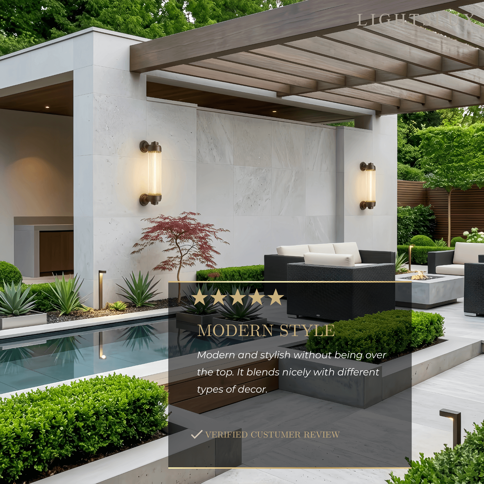 Modern Outdoor Wall Lamp - Bronze Glass Cylindrical Design for Garden & Patio - Flindria