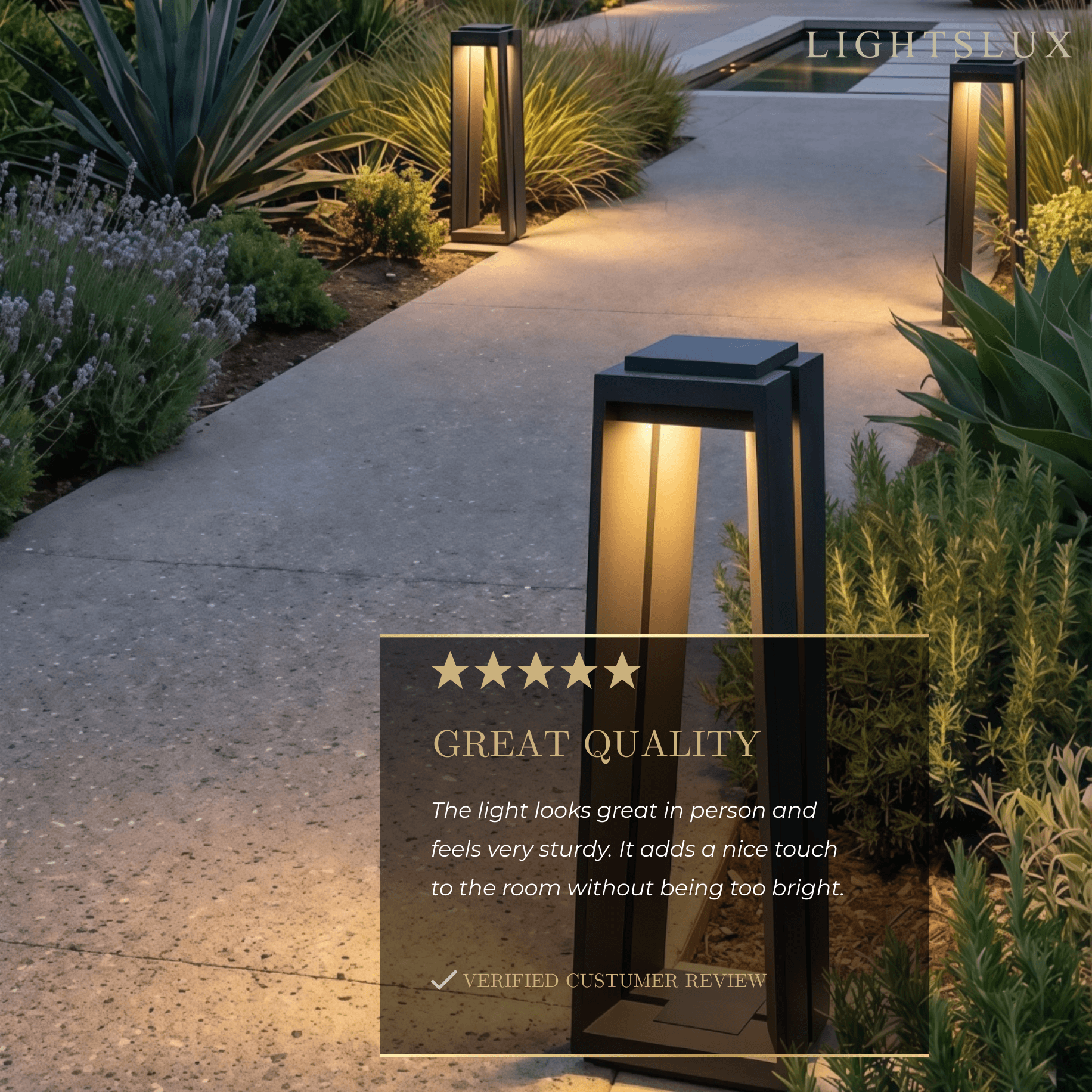 Industrial Metal & Glass Outdoor Floor Lamp - Black Frame for Garden - Flindria