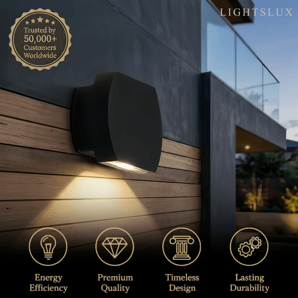 Lámpara de pared geométrica moderna para exteriores - Metal negro/gris para jardín - Flindria