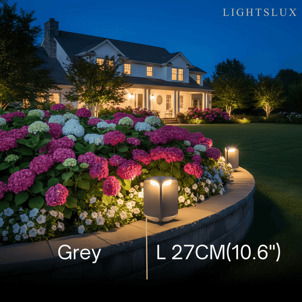 Modern Cylindrical Outdoor Floor Lamp – Black or Grey Metal & Glass Fixture - Flindria