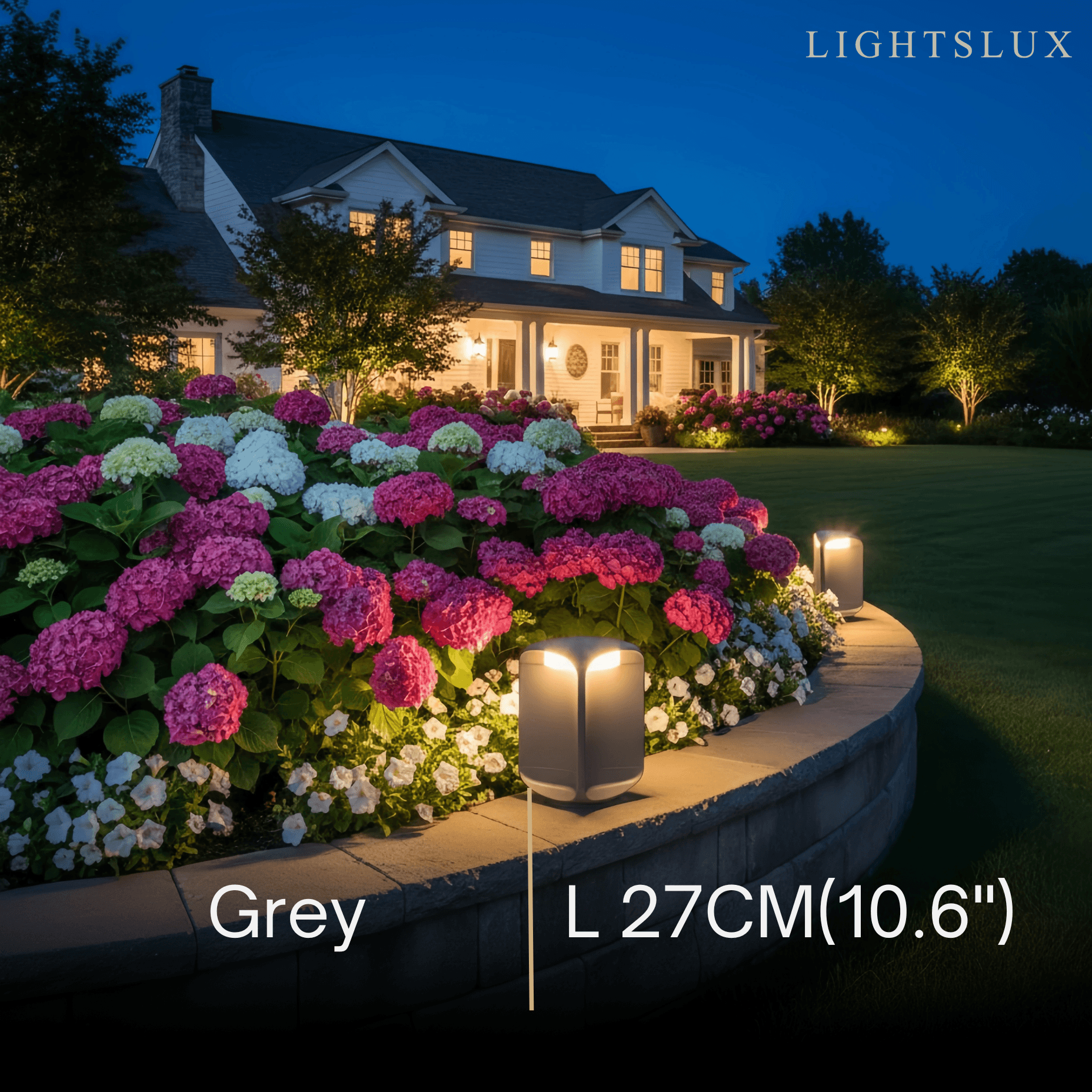 Modern Cylindrical Outdoor Floor Lamp – Black or Grey Metal & Glass Fixture - Flindria