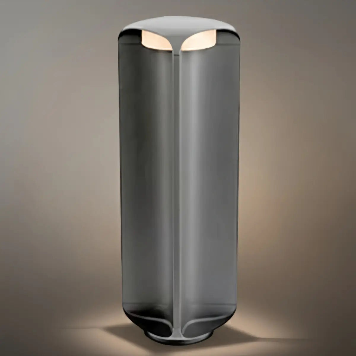 Lampadaire extérieur cylindrique moderne – Métal noir ou gris et luminaire en verre - Flindria