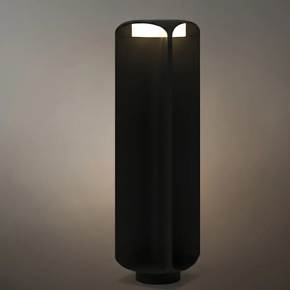 Lampadaire extérieur cylindrique moderne – Métal noir ou gris et luminaire en verre - Flindria