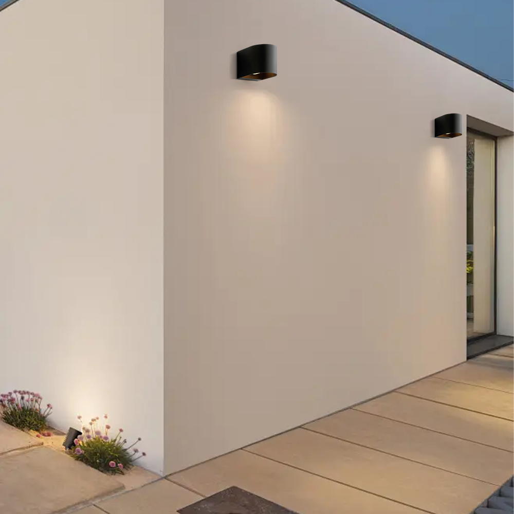 Lámpara de pared cilíndrica industrial – Metal negro para uso exterior - Flindria