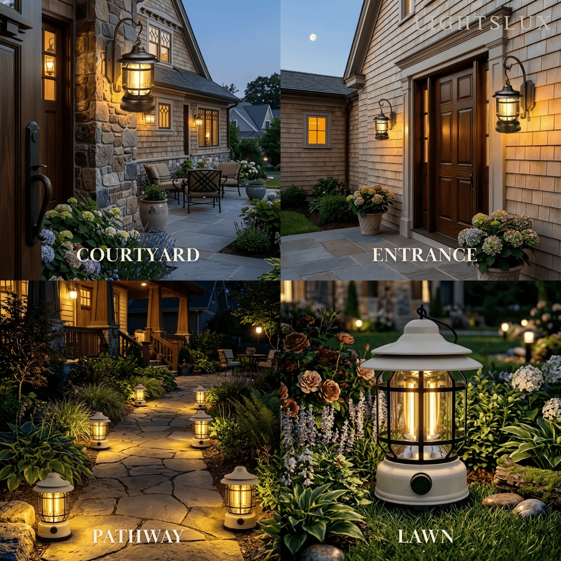 Vintage Outdoor Pathway Lights - Black/White Acrylic Resin Lantern for Terrace - Flindria