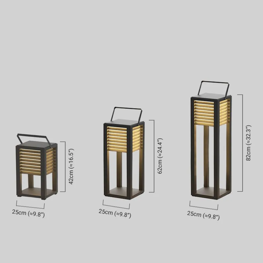 Modern solcells utomhus golvlampa – rektangulär svart lykta för trädgård/uteplats - Flindria